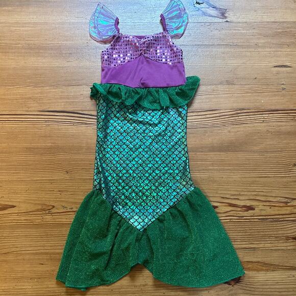 Purple sequin green scale mermaid toddler tank costume dress SIZE 6-7 - Picture 1 of 5